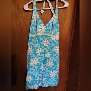 Lilly Pulitzer Turquoise and White Geometric Dress